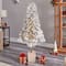 5ft. Pre-Lit Winter Flocked Leaning Artificial Christmas Tree in Decorative Planter, White LED Lights